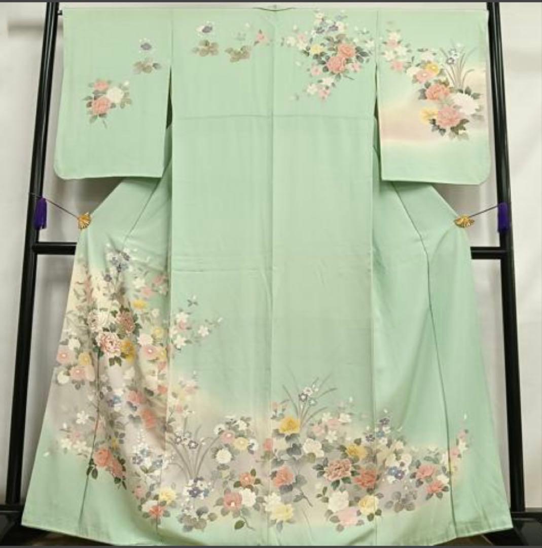 R R R☆◆H-10◆着物 訪問着 フルセット◆暈し染め 刺繍 金彩◇