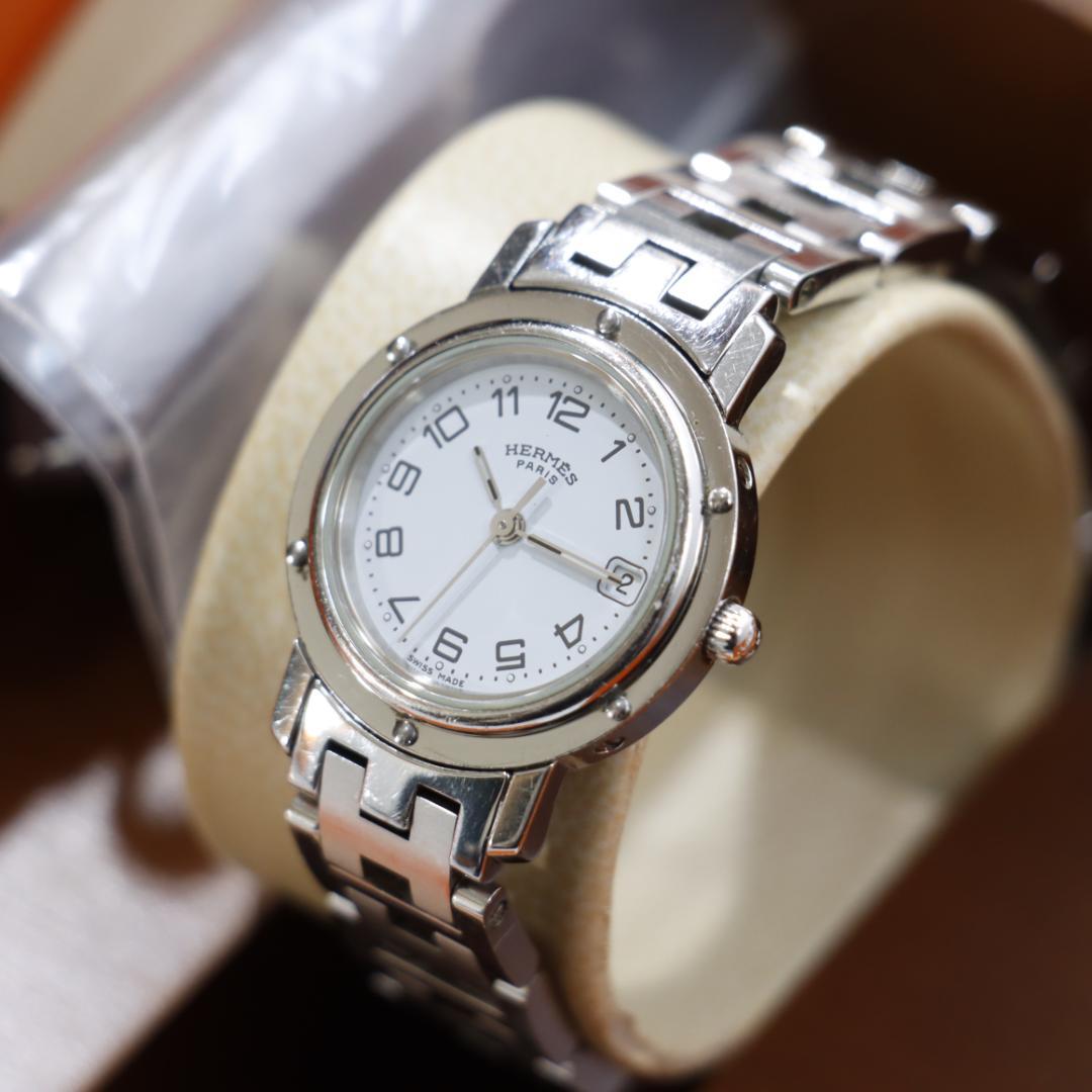 と*ん様 稼働美品！エルメスクリッパー　腕時計　ホワイト文字盤　ウォッチ　CL4