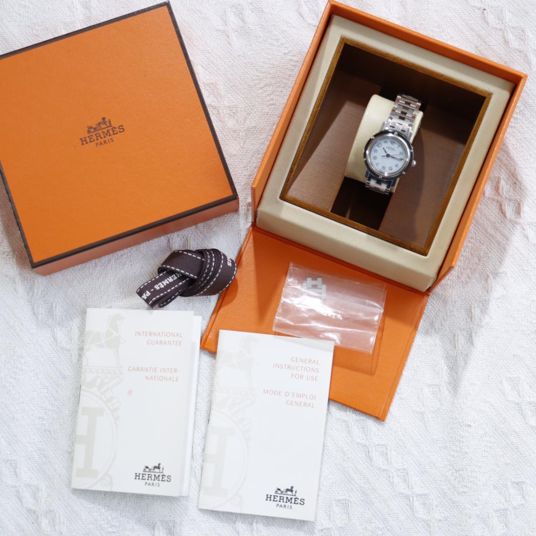 と*ん様 稼働美品！エルメスクリッパー　腕時計　ホワイト文字盤　ウォッチ　CL4