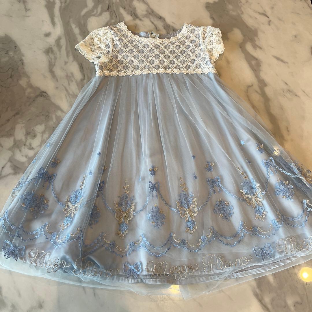 ライトブルー 刺繍入りドレス 120cm