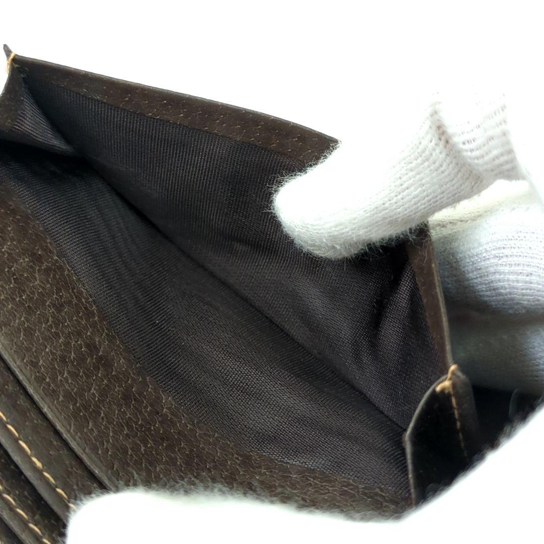 オールド GUCCI グッチ シェリーライン レザー折り財布 ブラウンイタリア製