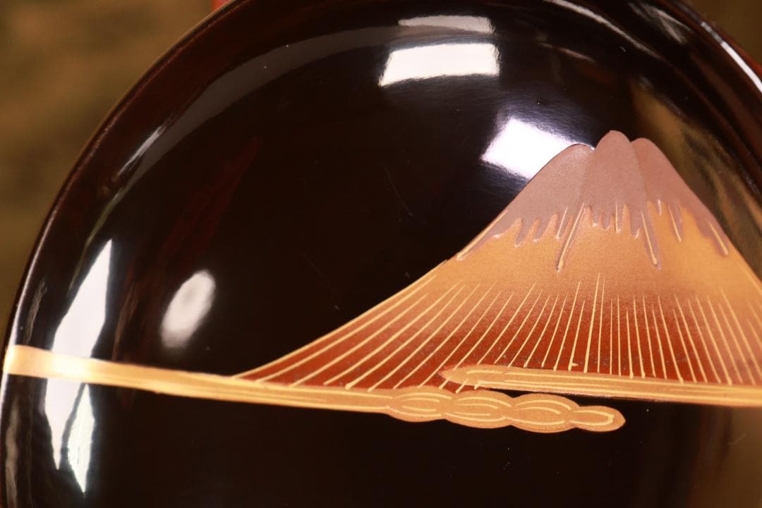 コーヒーじいさん専用　BJ021 時代輪島塗　波に雲上富士図金蒔絵　吸物椀　五客