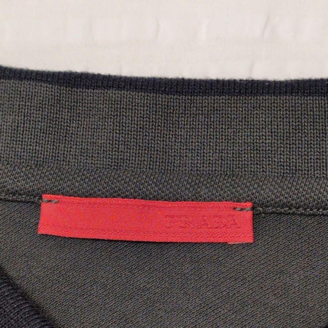 PRADA ノースリーブポロシャツ カーキ×ブラック　S