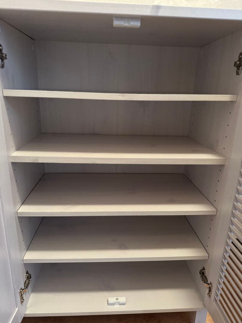 ニトリ　木製シューズラック ミラー付きライトグレー