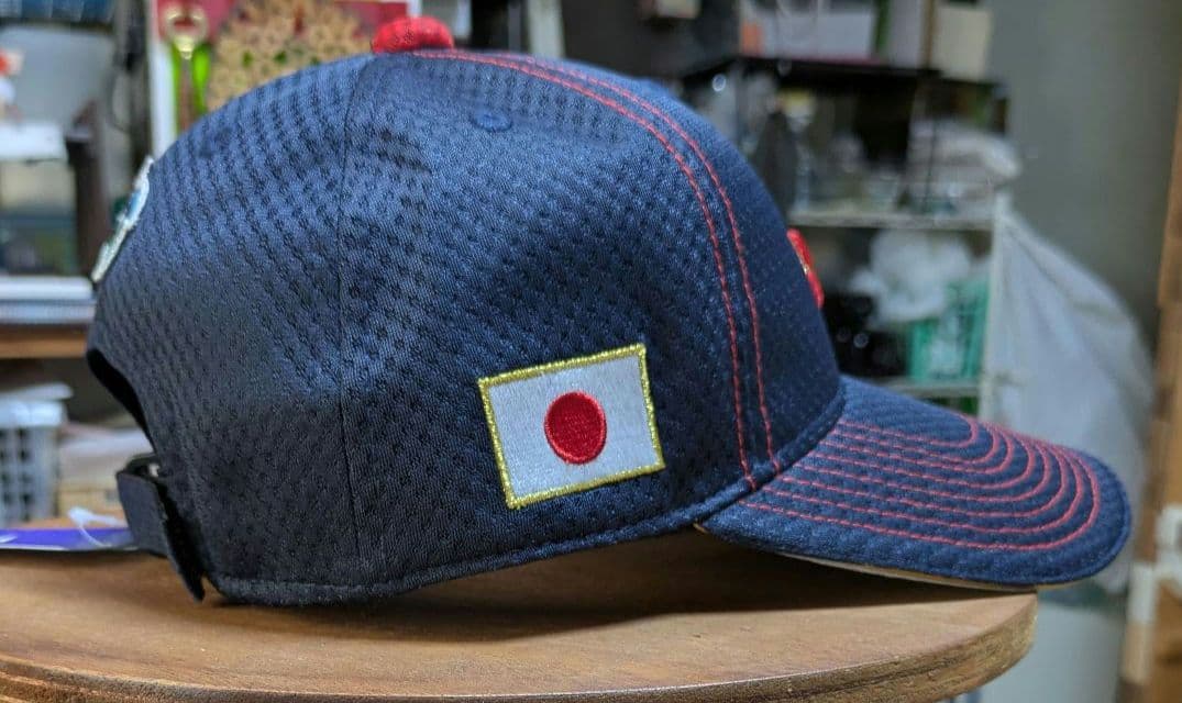 ネイビー メッシュキャップ J刺繍