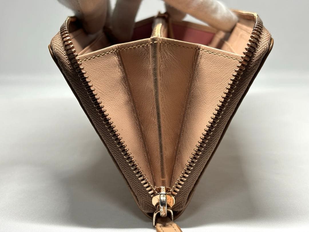 【美品】MCMエムシーエム　ラウンドファスナー　長財布　ピンクゴールド