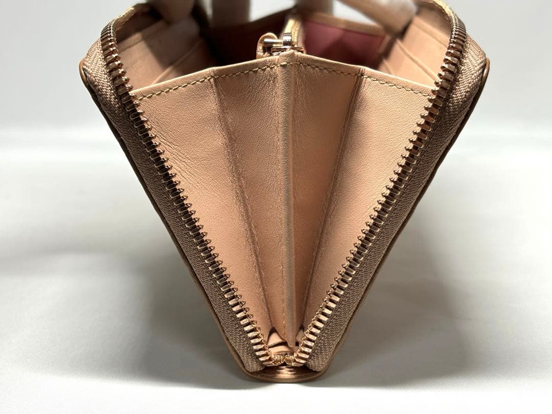 【美品】MCMエムシーエム　ラウンドファスナー　長財布　ピンクゴールド