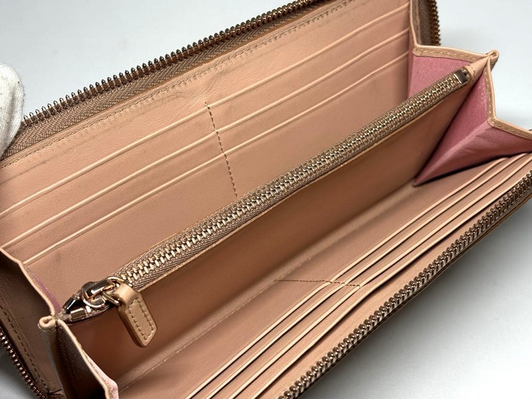 【美品】MCMエムシーエム　ラウンドファスナー　長財布　ピンクゴールド
