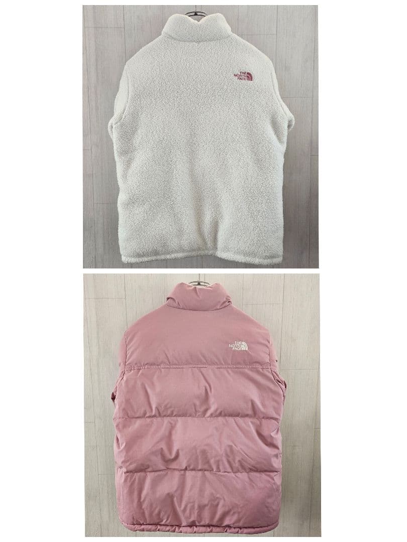 【希少】ノースフェイス キッズ 中綿ジャケット リバーシブル 白×ピンク 140
