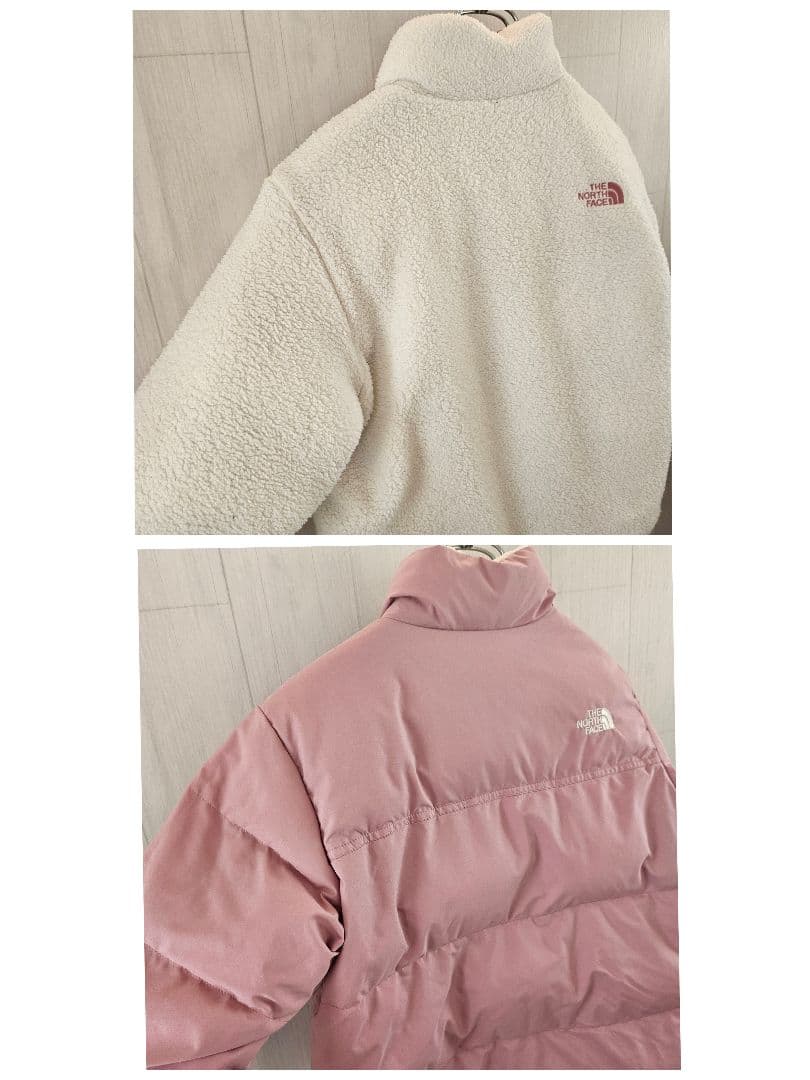 【希少】ノースフェイス キッズ 中綿ジャケット リバーシブル 白×ピンク 140