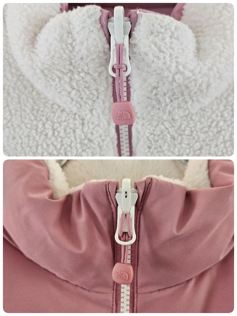 【希少】ノースフェイス キッズ 中綿ジャケット リバーシブル 白×ピンク 140