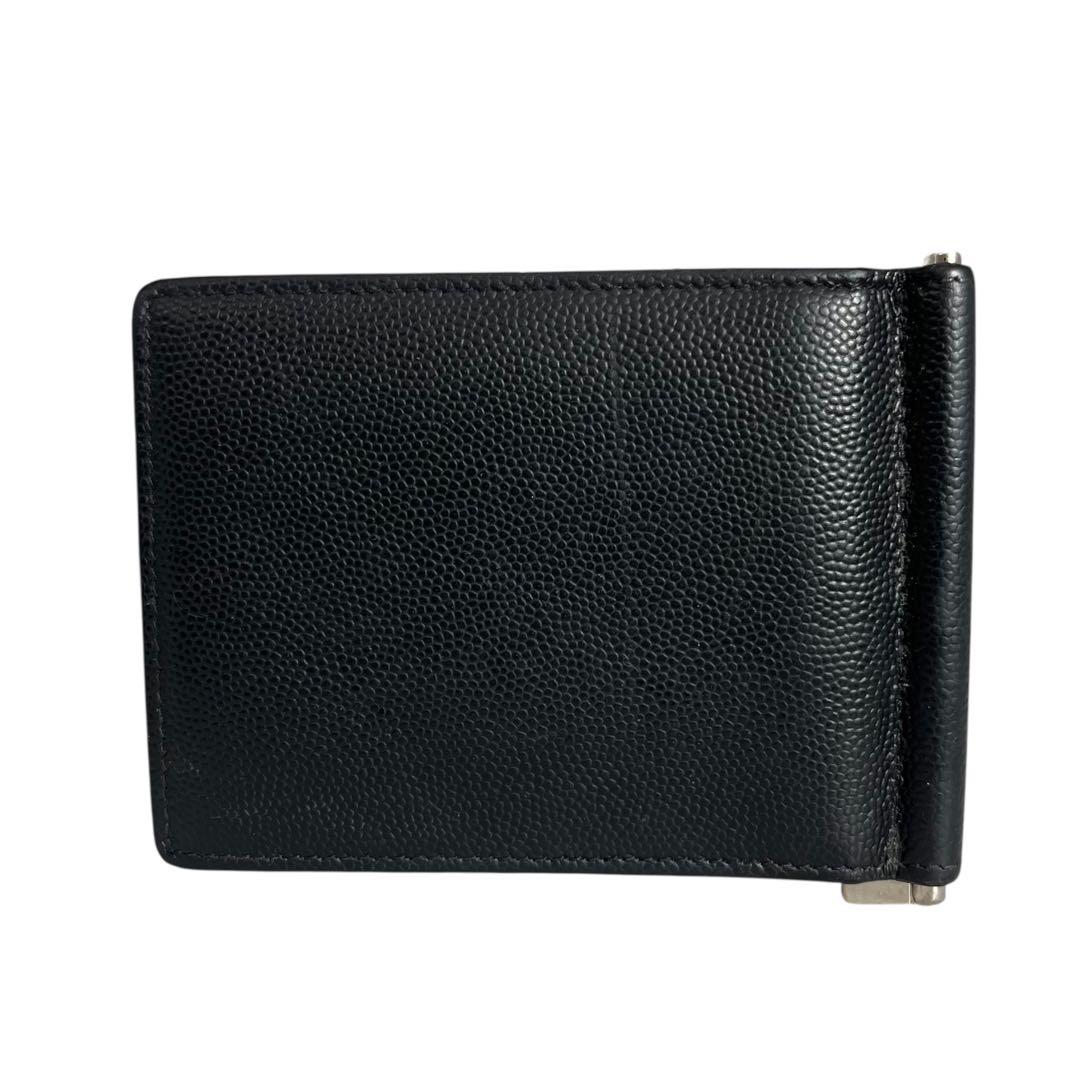 極美✨サンローラン マネークリップ 札入れ カードケース キャビアスキン 黒