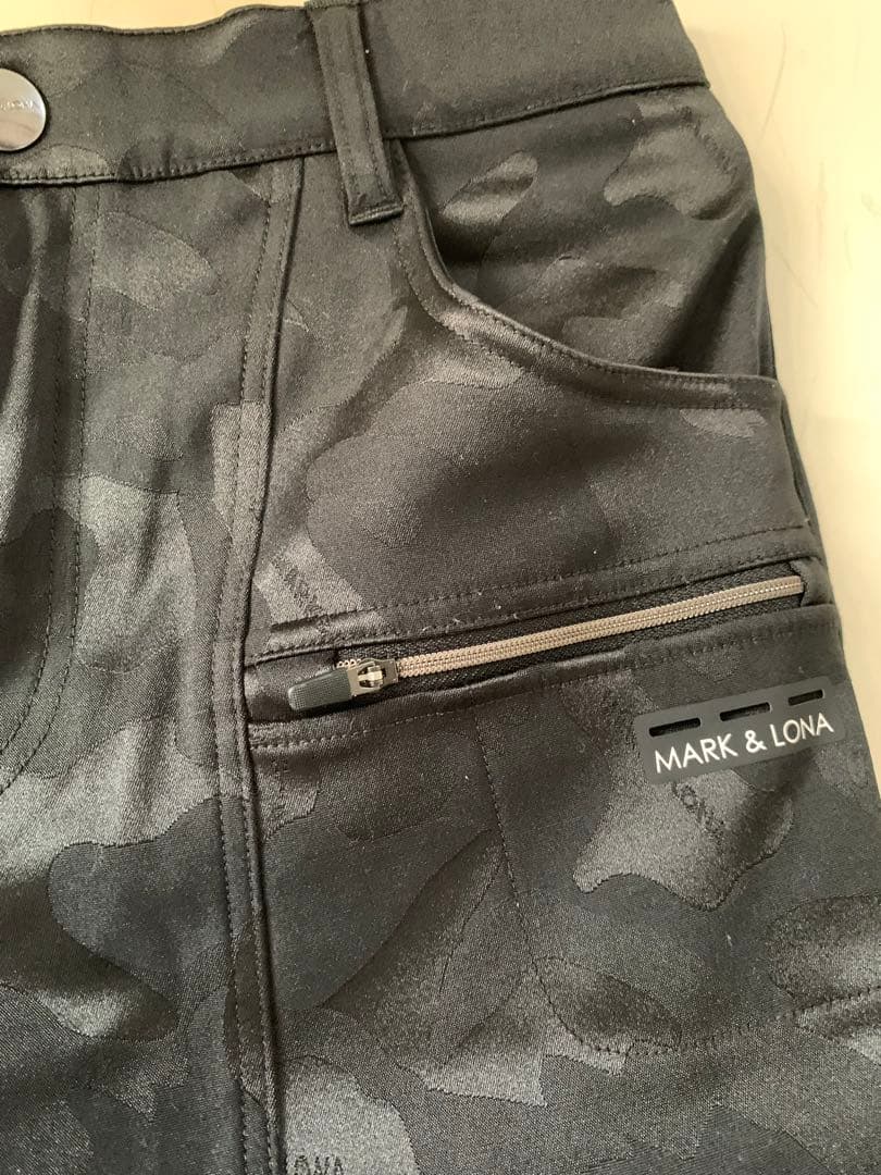 マークアンドロナ　ブラックカモフラージュ スリムフィットパンツ