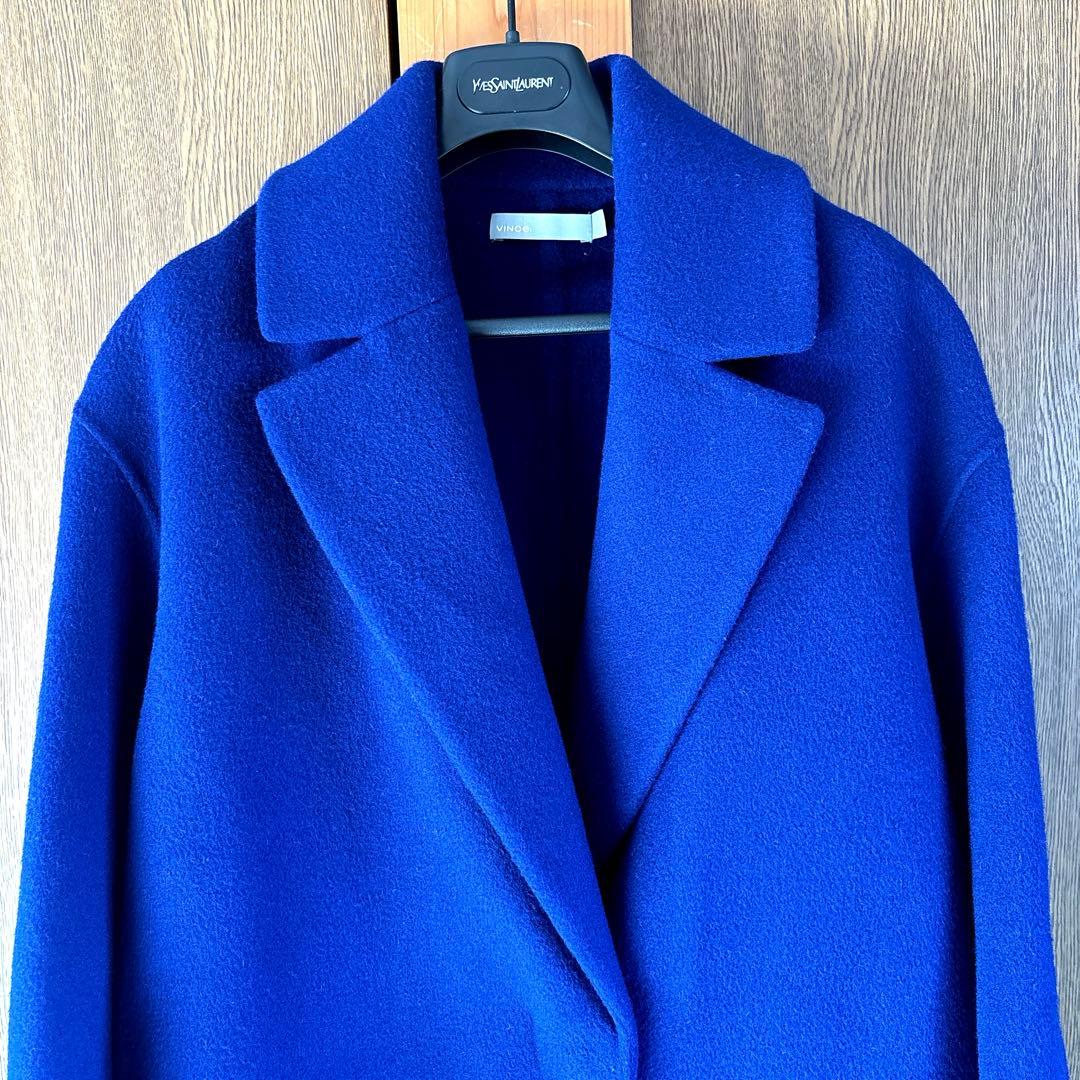◆Vince ロイヤルブルー チェスターコート ウールコート シングルボタン Ｍ