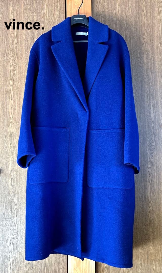 ◆Vince ロイヤルブルー チェスターコート ウールコート シングルボタン Ｍ
