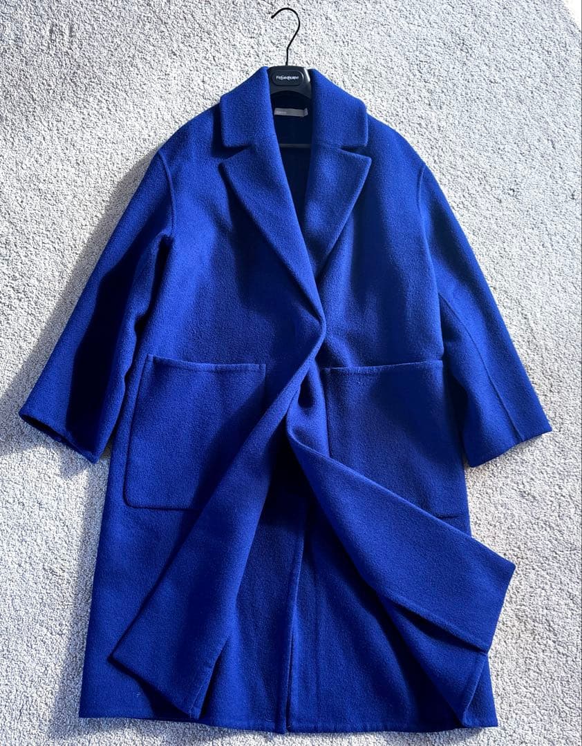 ◆Vince ロイヤルブルー チェスターコート ウールコート シングルボタン Ｍ