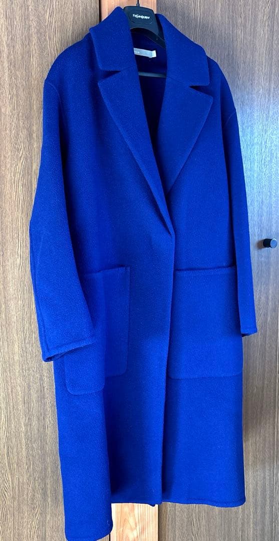 ◆Vince ロイヤルブルー チェスターコート ウールコート シングルボタン Ｍ