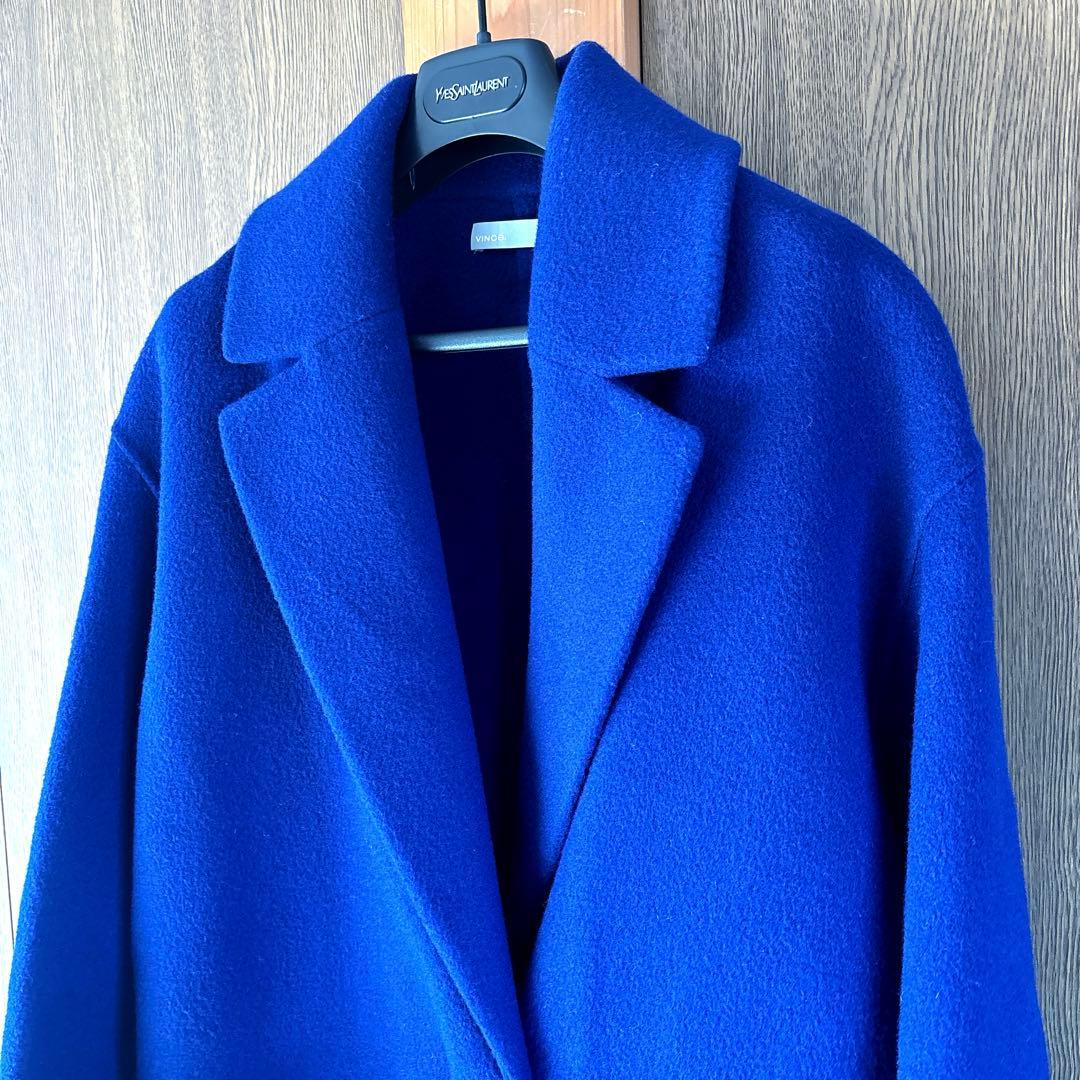 ◆Vince ロイヤルブルー チェスターコート ウールコート シングルボタン Ｍ