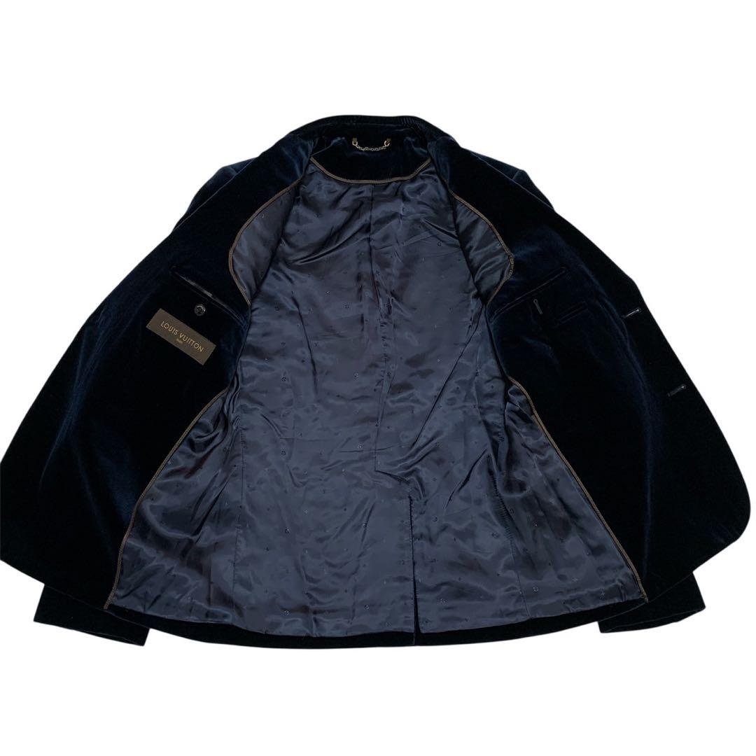 【新品】ルイヴィトン テーラードジャケット ベルベット ネイビー 50 M〜L