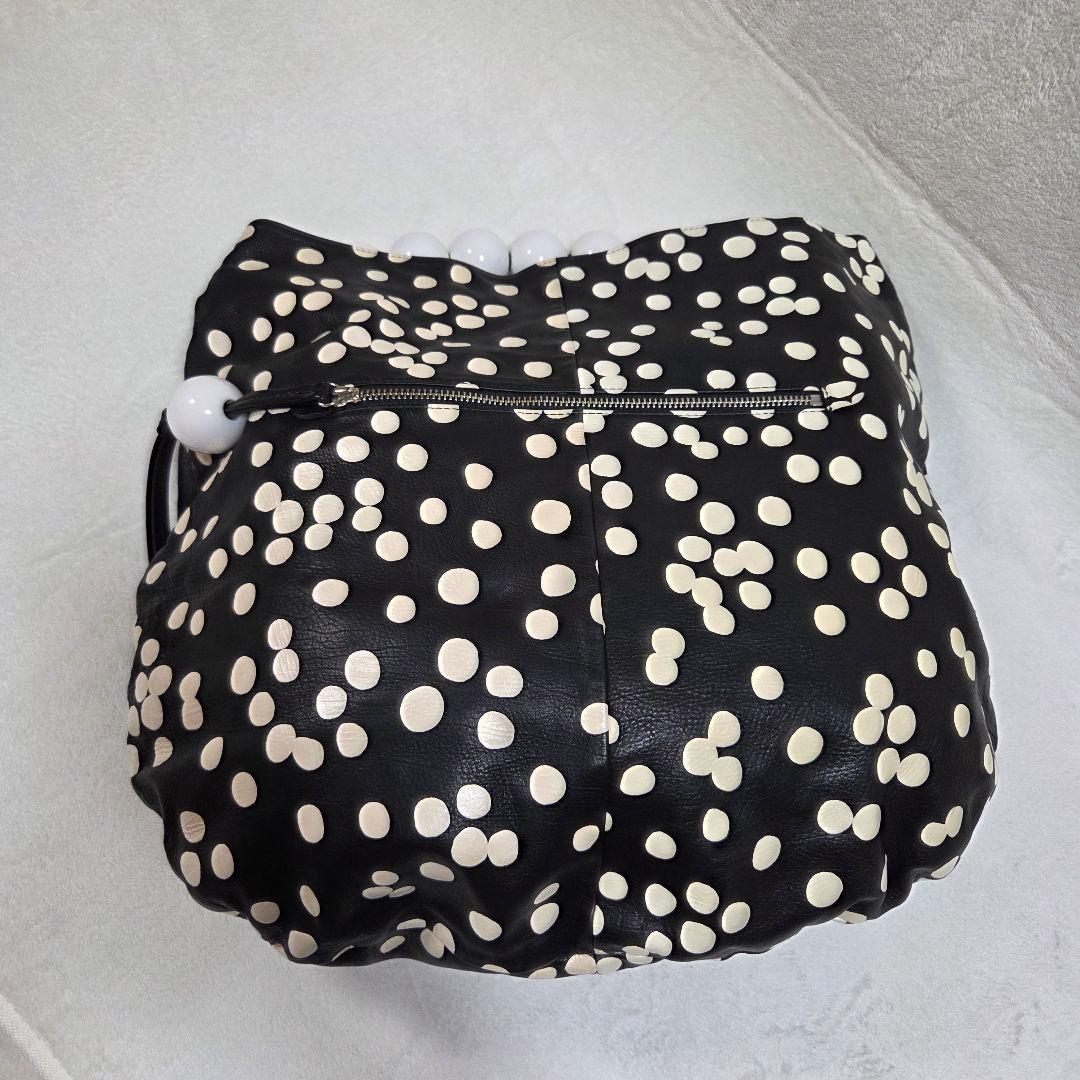 [美品]kawa-kawa ワンショルダーバッグ ドット柄 ボールハンドル