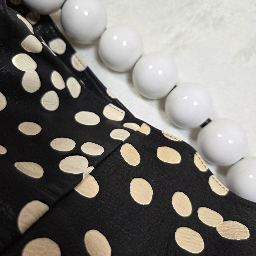 [美品]kawa-kawa ワンショルダーバッグ ドット柄 ボールハンドル