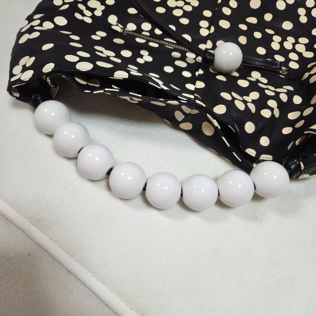[美品]kawa-kawa ワンショルダーバッグ ドット柄 ボールハンドル