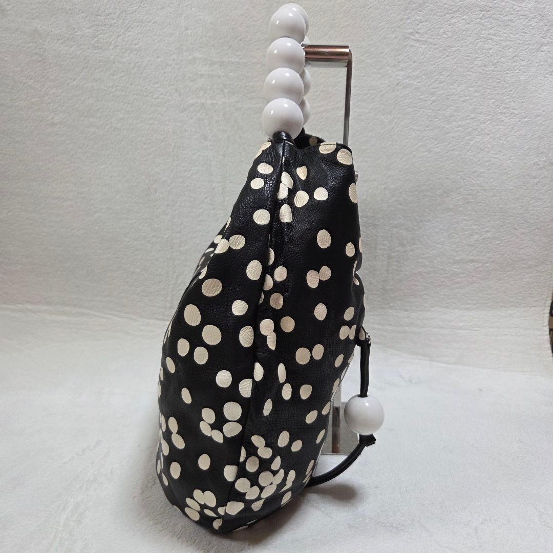 [美品]kawa-kawa ワンショルダーバッグ ドット柄 ボールハンドル