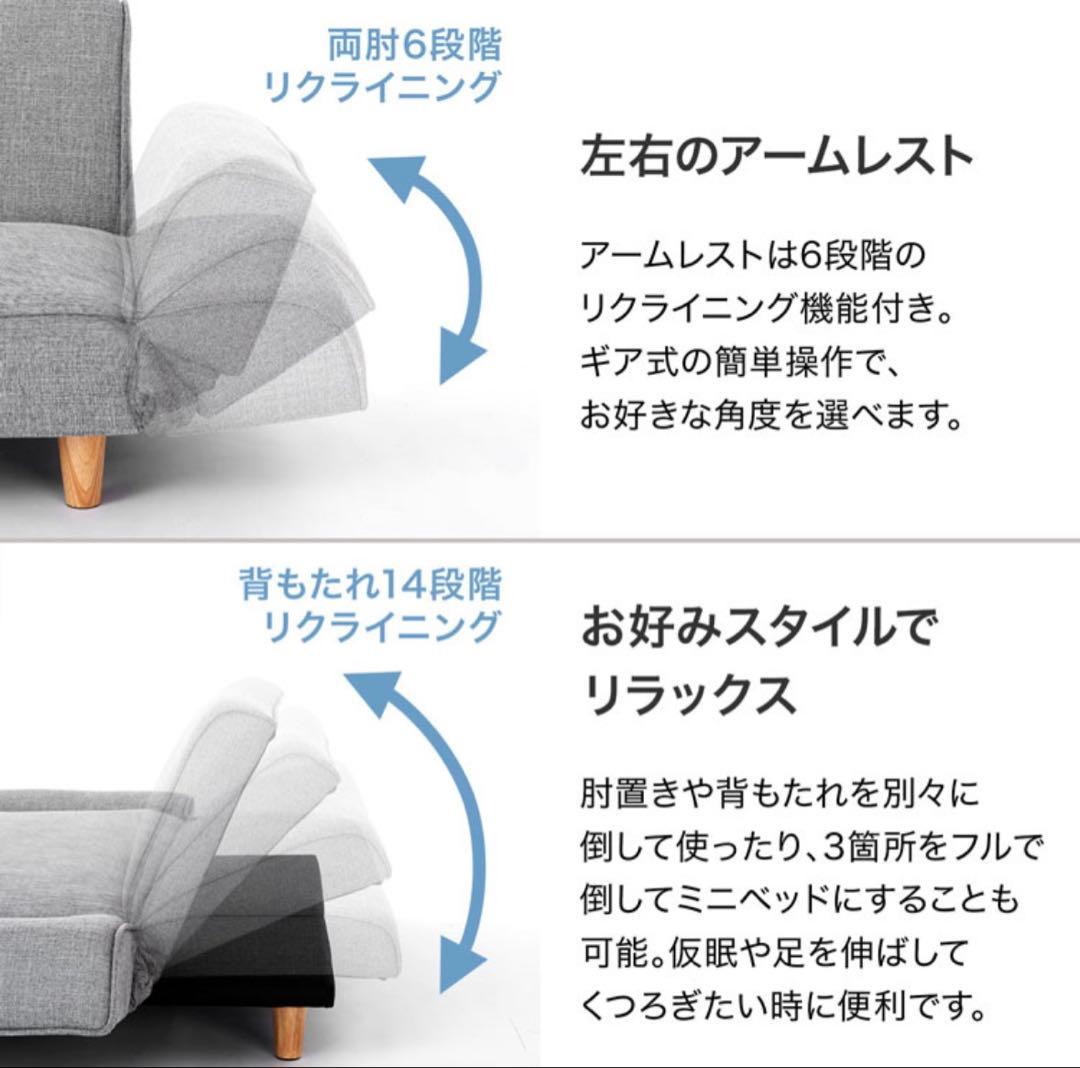 【1/12まで値下げ！】LOWYA グレー　ベルベット調ソファベッド