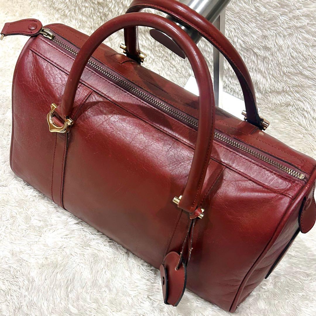 Cartier カルティエ マストライン ボストンバッグ ボルドー 本革 レザー