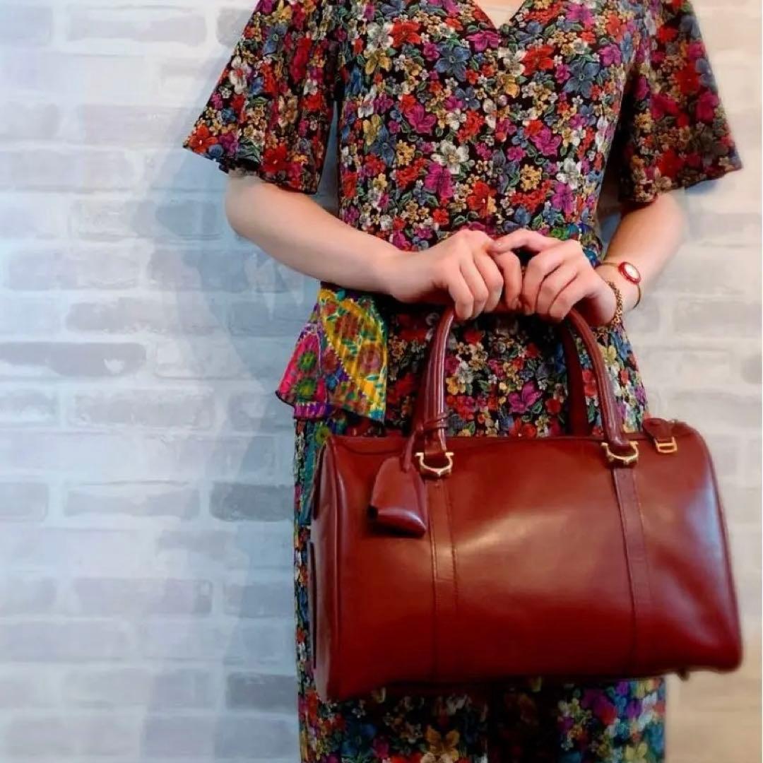 Cartier カルティエ マストライン ボストンバッグ ボルドー 本革 レザー