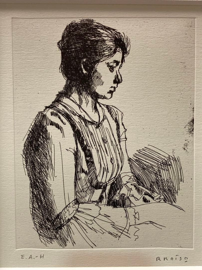 小磯良平『 若い女 』1978制作 /エッチング/ サイン・ed入り/高級額装