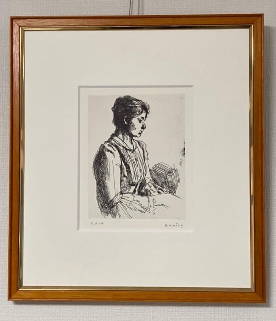 小磯良平『 若い女 』1978制作 /エッチング/ サイン・ed入り/高級額装