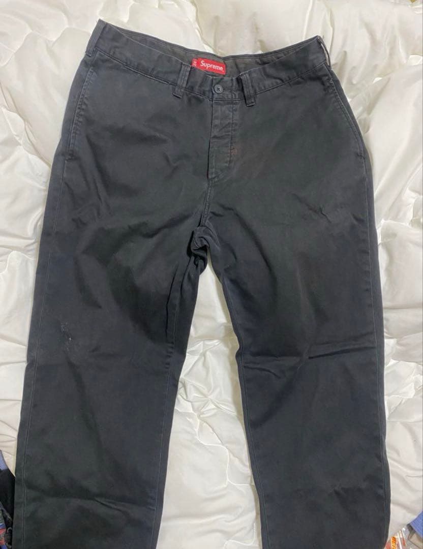 Supreme ブラック チノパン
