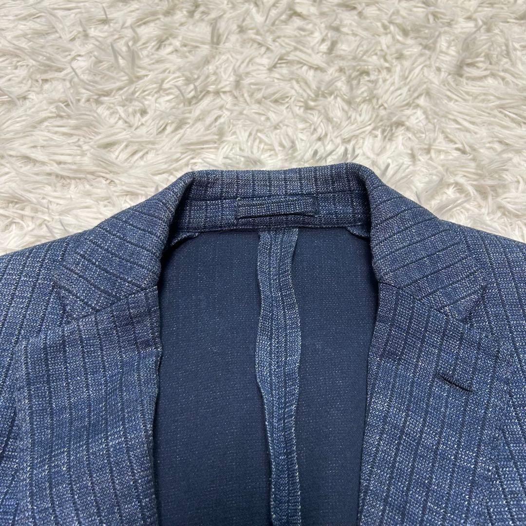 【美品】ラルディーニ テーラードジャケット リネン使用 ネイビー 段返り 50