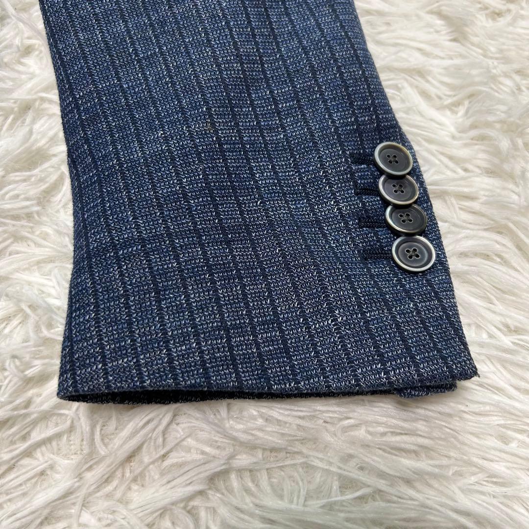 【美品】ラルディーニ テーラードジャケット リネン使用 ネイビー 段返り 50