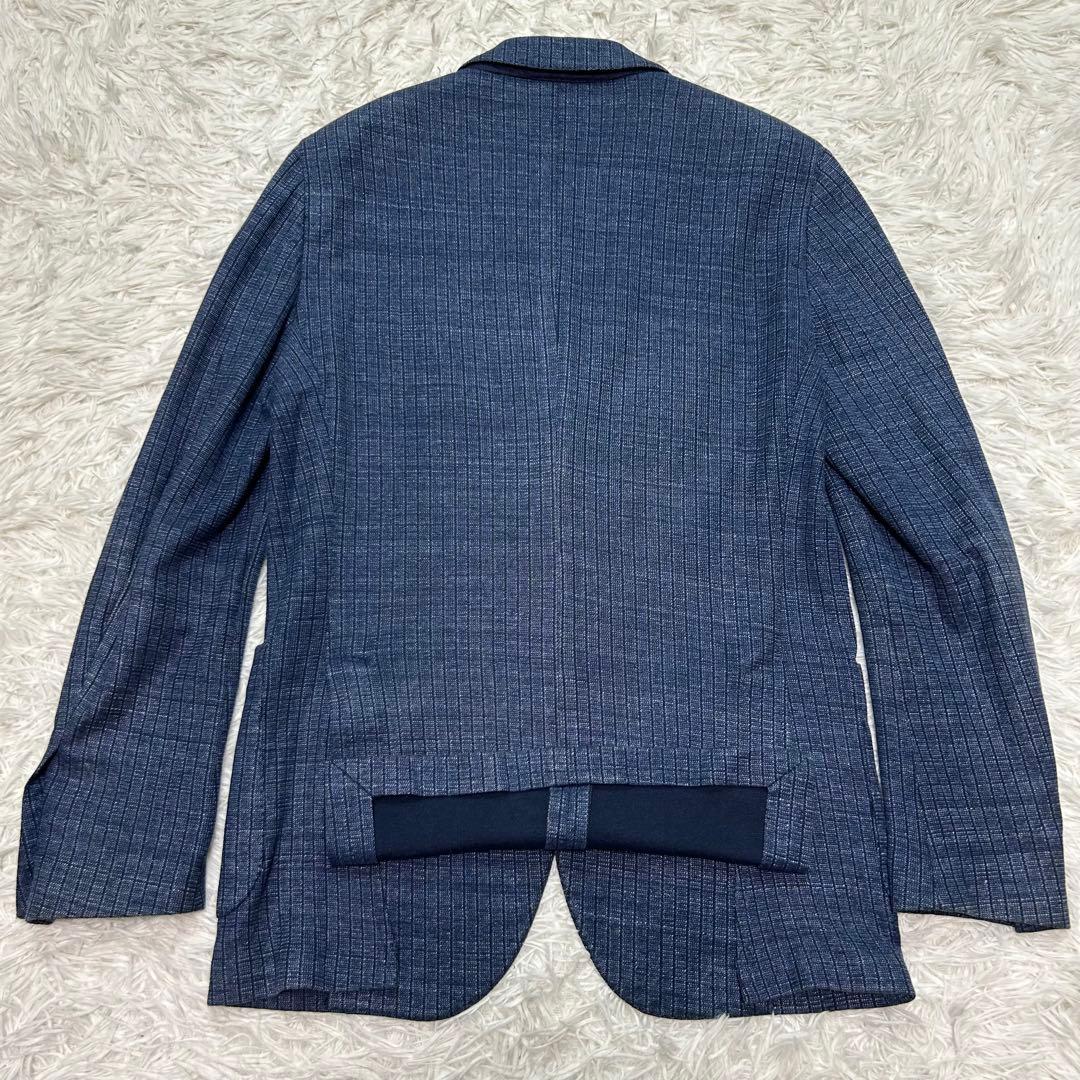 【美品】ラルディーニ テーラードジャケット リネン使用 ネイビー 段返り 50