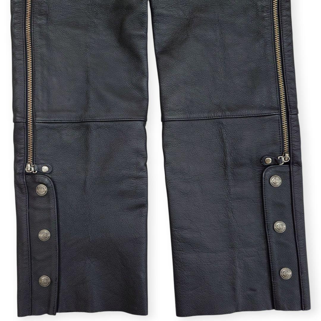 【美品】HARLEY DAVIDSON 牛革 ブラック レザーチャップス S 黒