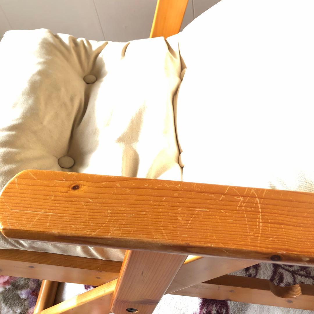 リクライニングアームチェア 木製フレーム 折りたたみチェア デッキチェア