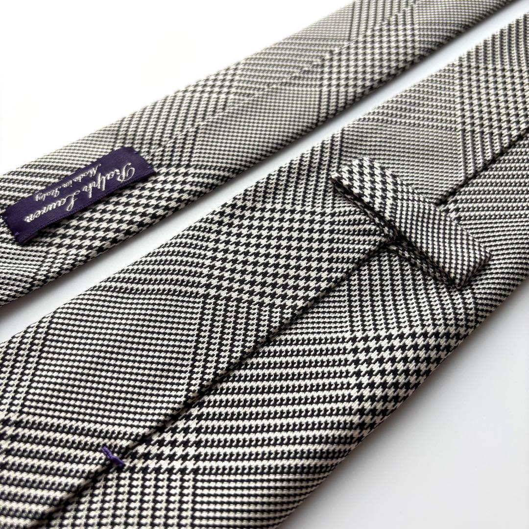 ꧁極美品꧂ ラルフローレン ネクタイ パープルレーベル タータンチェック グレー