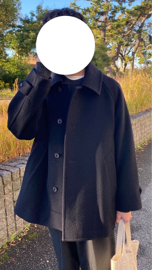 ORCIVAL ネイビー ウール ピーコート