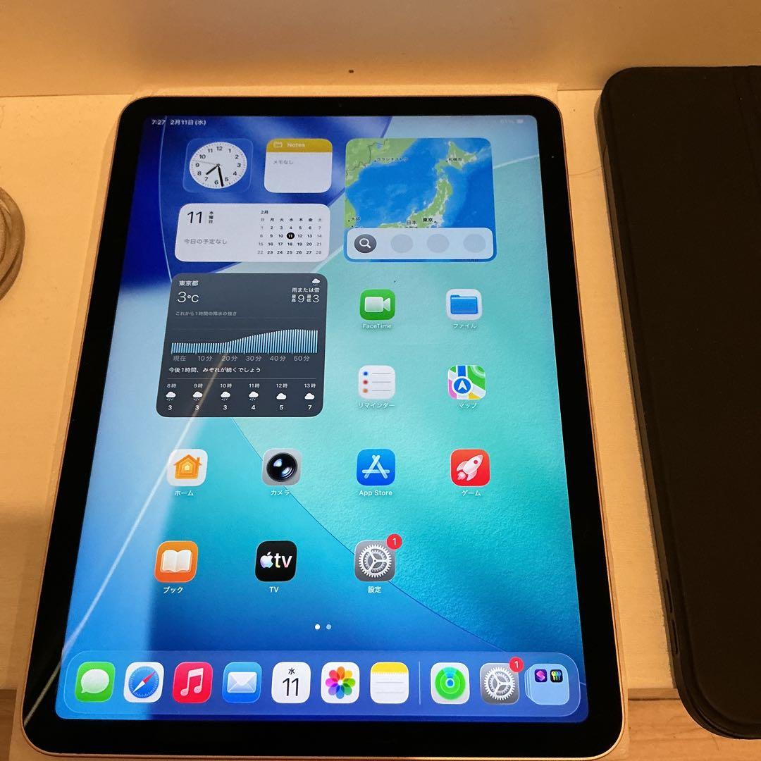 Apple iPad Air 4世代　ローズゴールド 本体 + ブラックカバー