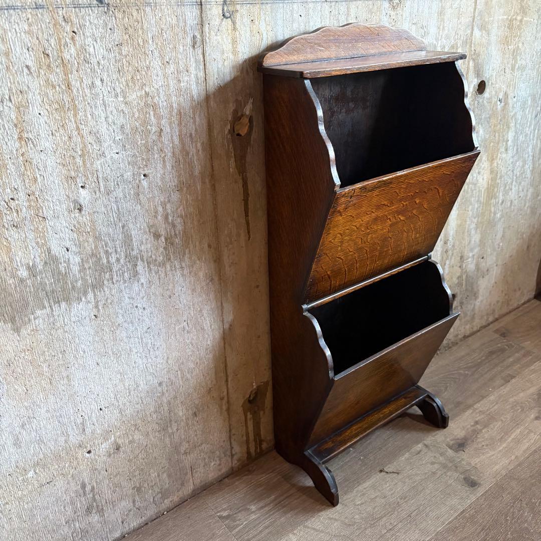 ヴィンテージ　マガジンラック　無垢材　アンティーク