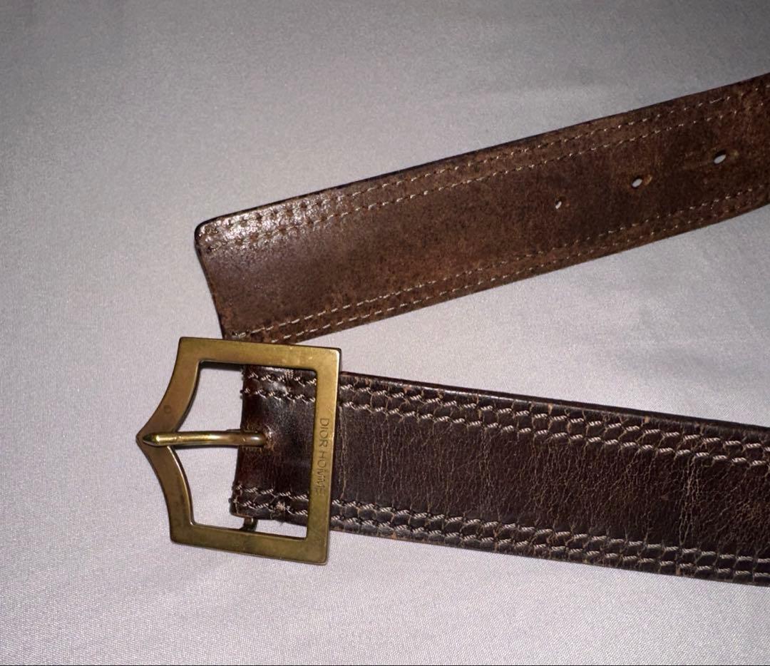 稀少】Dior Homme 05SS 3本ステッチ レザーベルト エディ期 80