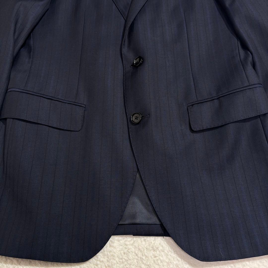 ダーバン　高級生地DRAGO ストライプスーツ　ダークネイビー　ビジネス　通勤