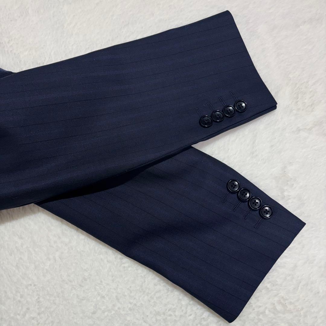 ダーバン　高級生地DRAGO ストライプスーツ　ダークネイビー　ビジネス　通勤