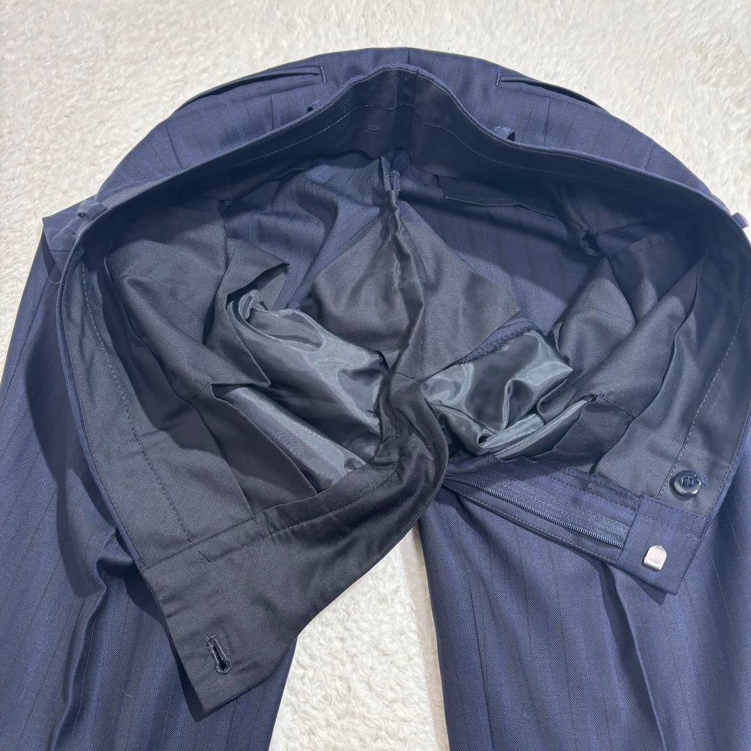 ダーバン　高級生地DRAGO ストライプスーツ　ダークネイビー　ビジネス　通勤