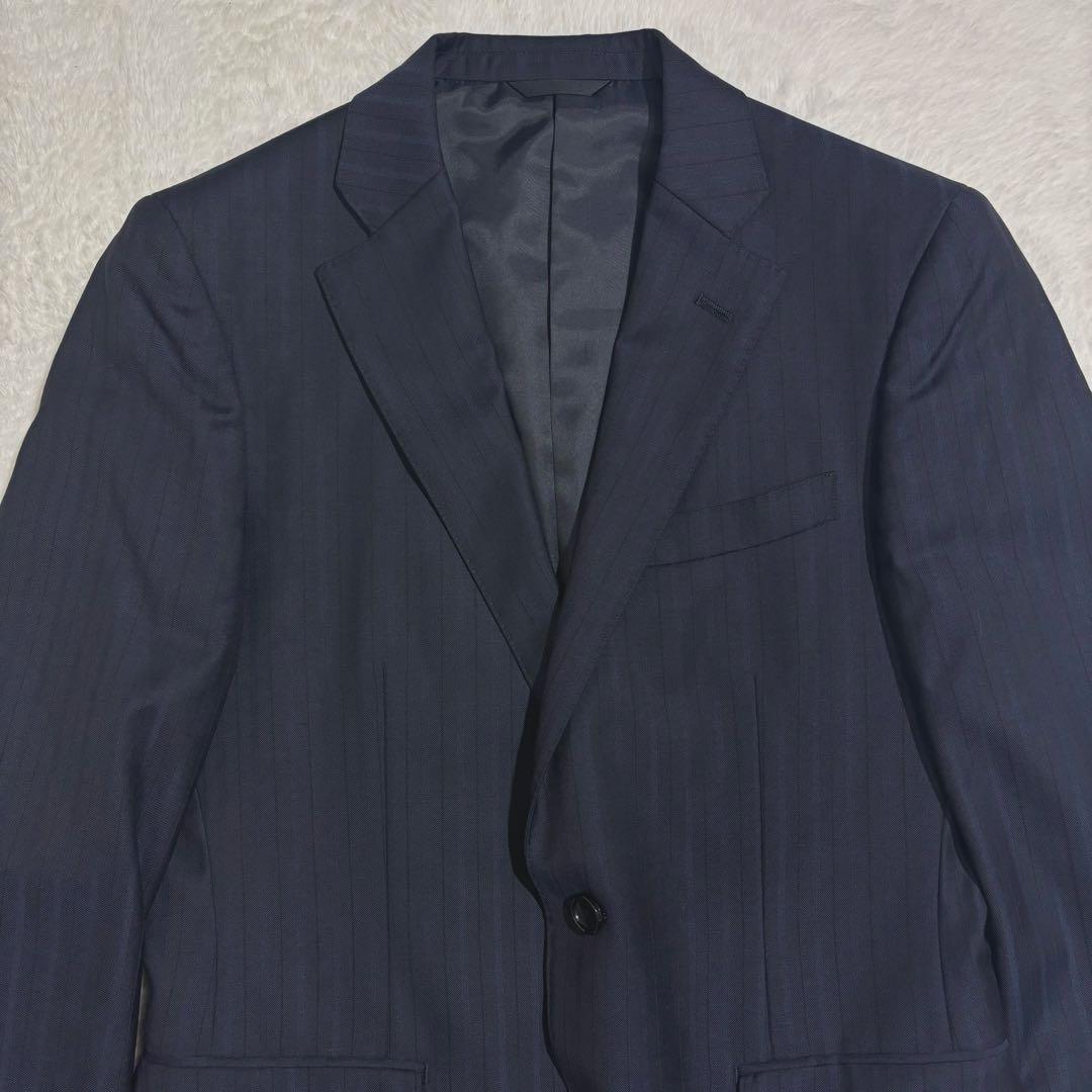 ダーバン　高級生地DRAGO ストライプスーツ　ダークネイビー　ビジネス　通勤