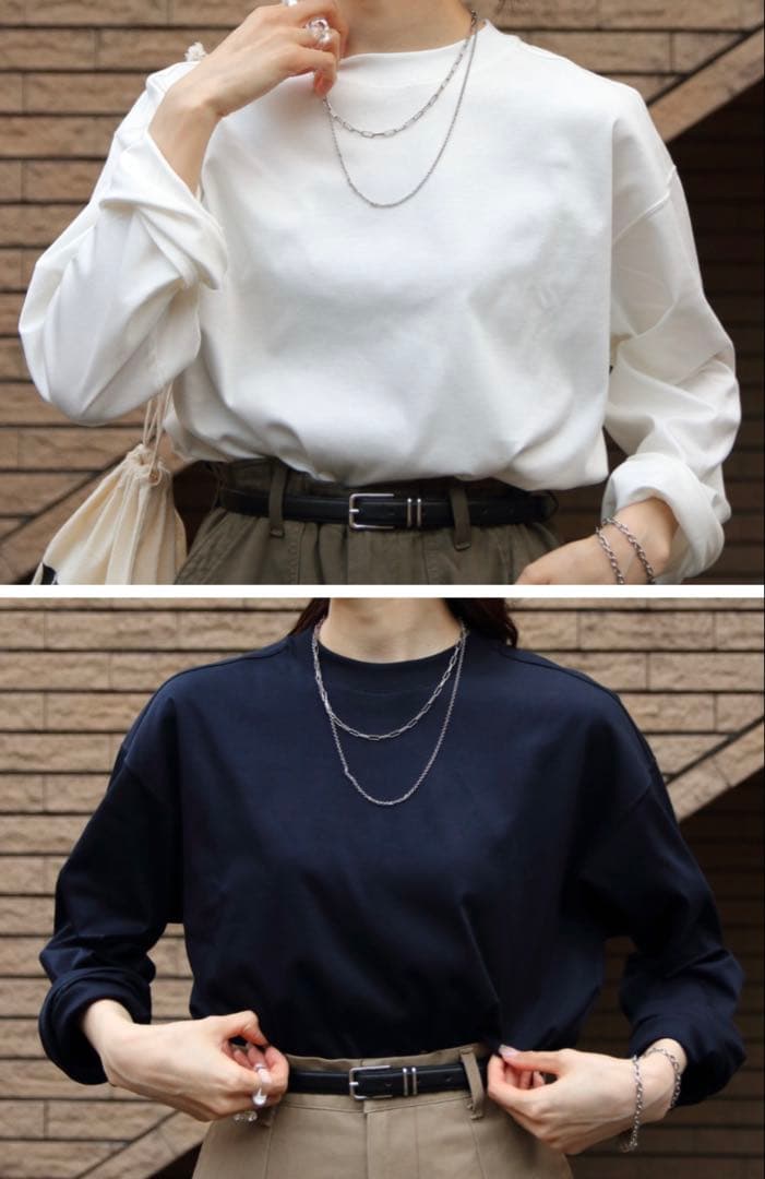 シンゾーンロングスリーブスマートTEE長袖カットソーTシャツ新品未使用ネイビー白