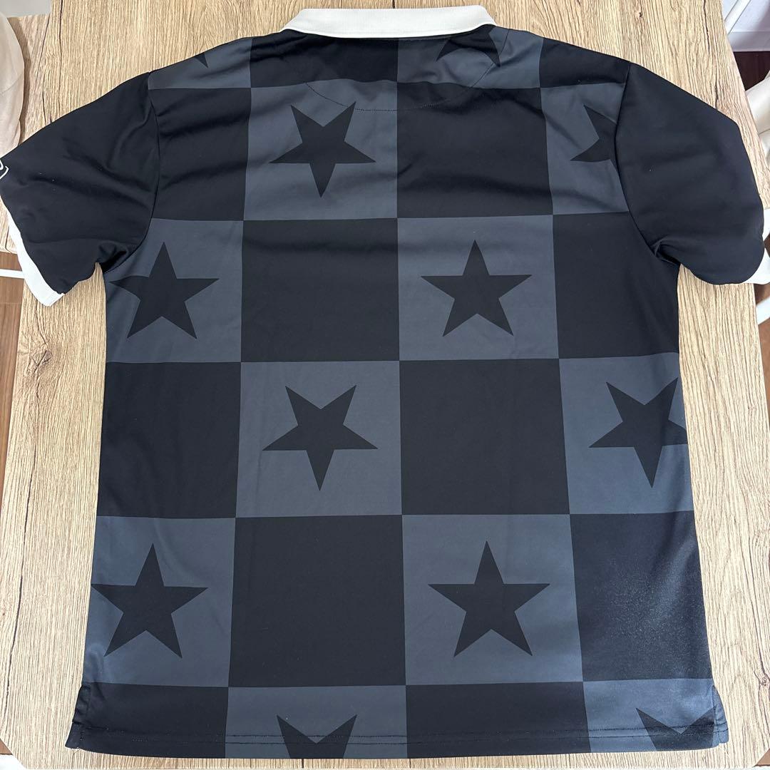 V12 ゴルフ　ポロシャツ　スター星　黒　灰色　XL