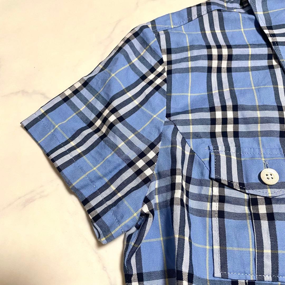 バーバリーズ ノバチェック シャツワンピース ブルー 水色 160 半袖 ベルト